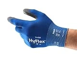 Ansell HyFlex 11-618 Arbeitshandschuhe aus Nylon, Extrem Dünn, Vielseitig Einsetzbarer Mechanikschutz-Handschuh, Blau/Schwarz, Größe 9 (12 Paar)