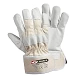GUARD 5 - Leder- Arbeitshandschuhe 5 Paar/Größe 10,5 hochwertige robuste Gartenhandschuhe Schutzhandschuhe dornensicher und stichfest mit reißfester gummierter Canvas-Stulpe